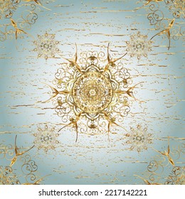 seamless golden pattern. vector golden floral ornament brocade textile and glass pattern. Gold metal with floral pattern. Colors with golden elements.
