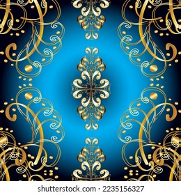 seamless golden pattern. vector golden floral ornament brocade textile and glass pattern. Gold metal with floral pattern. Colors with golden elements.