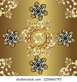 seamless golden pattern. vector golden floral ornament brocade textile and glass pattern. Gold metal with floral pattern. Colors with golden elements.