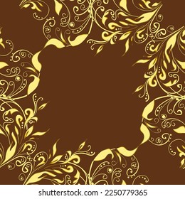 patrón dorado impecable. patrón vectorial floral adornado brocado textil y vidrio. Metal de oro con estampado floral. Colores con elementos dorados. Fondo marrón.