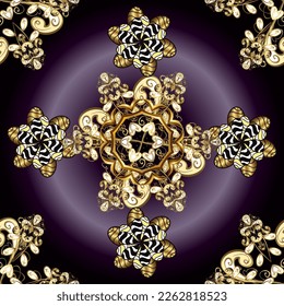 seamless golden pattern. vector golden floral ornament brocade textile and glass pattern. Gold metal with floral pattern. Colors with golden elements.