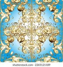 seamless golden pattern. vector golden floral ornament brocade textile and glass pattern. Gold metal with floral pattern. Colors with golden elements.