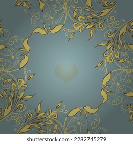 nahtloses goldenes Muster. Vektor goldfarbene Blumenzierbrauen Textil- und Glasmuster. Gold Metall mit Blumenmuster. Farben mit goldenen Elementen. Rahmen.