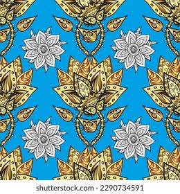 seamless golden pattern. vector golden floral ornament brocade textile and glass pattern. Gold metal with floral pattern. Colors with golden elements.