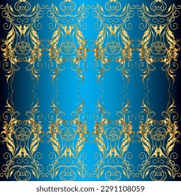 patrón dorado impecable. patrón vectorial floral adornado brocado textil y vidrio. Metal de oro con estampado floral. Colores con elementos dorados.