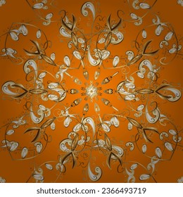 seamless golden pattern. vector golden floral ornament brocade textile and glass pattern. Gold metal with floral pattern. Colors with golden elements. Orange. Yellow.