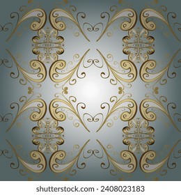 seamless golden pattern. vector golden floral ornament brocade textile and glass pattern. Gold metal with floral pattern. Colors with golden elements.