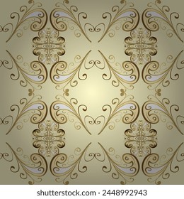 patrón de oro sin costuras. ornamento floral dorado de Vector brocado textil y patrón de vidrio. Metal dorado con motivos florales. Colores con Elementos dorados.