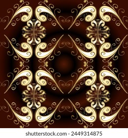 patrón de oro sin costuras. ornamento floral dorado de Vector brocado textil y patrón de vidrio. Metal dorado con motivos florales. Colores con Elementos dorados.