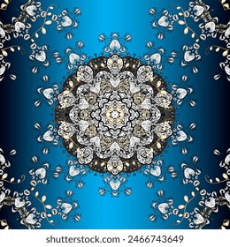 Seamless golden pattern. Vector oriental ornament. Golden pattern on pleasant colors with golden elements.  Mandala.