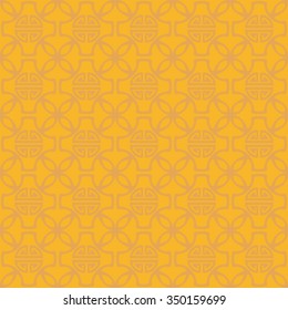 Seamless Golden Pattern of The Vintage Chinese Symbol "Shou", Meaning Good Luck, Blessed And Long Life, on golden Background.