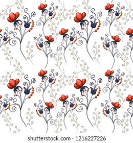 Seamless golden pattern with vintage flowers