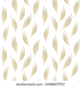 seamless golden pattern with wheat ears; great for first holy communion invitation and other accessories - vector illustration