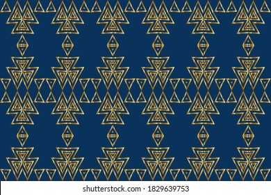 Seamless golden patterns on a blue background.