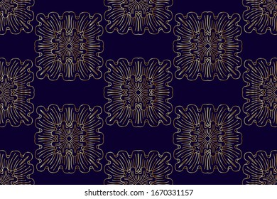 Seamless golden patterns on a dark background.