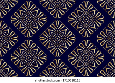 Seamless golden patterns on a dark background.