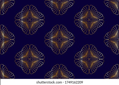 Seamless golden patterns on a dark background.