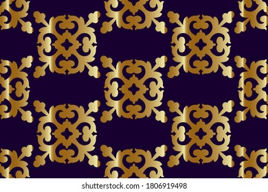 Seamless golden patterns on a dark background.