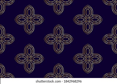 Seamless golden patterns on a dark background.