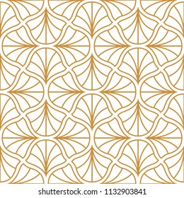 Seamless Golden Shell Art Deco Pattern. Stylish antique background.