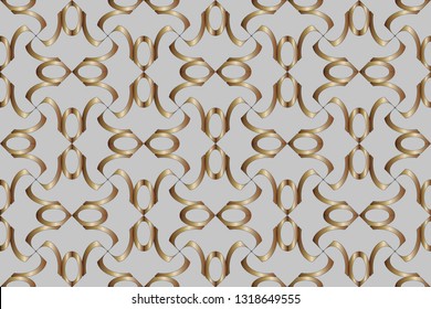 Seamless golden, silver ornament in arabian style. 