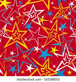 Seamless golden stars pattern. Vector illustration.