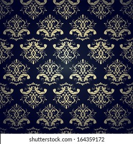 Seamless golden swirls and leaves wallpaper beautiful calligraphic gold with vegetative elements vector patterns
