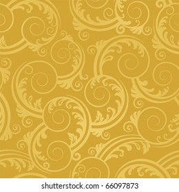 Seamless golden swirls and leaves wallpaper