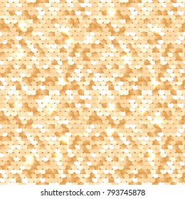 Seamless golden texture of fabric with sequins