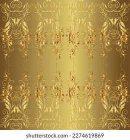 Rulos de textura dorados sin inconveniente. Patrón sin costuras de oro vectorial. Patrón inmaculado en colores marrón, neutro y amarillo. Elementos dorados en arabescos de estilo oriental.