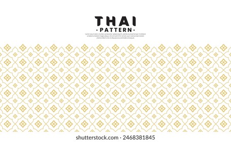 Seamless golden Thai pattern on a white background. The concept of traditional Thai cultural patterns. Flat style design. Vector illustration.