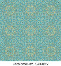 Seamless golden - turquoise abstract texture, mosaic tile pattern
