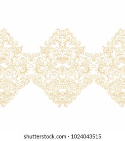 Seamless golden vector border ornament on white background