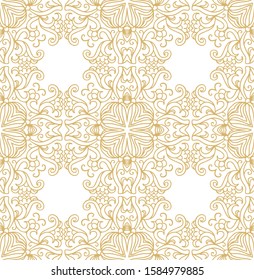 Seamless golden vector ornamental  texture,   oriental, medieval style