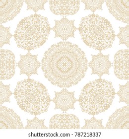 Seamless golden vintage  vector ornamental pattern on white background