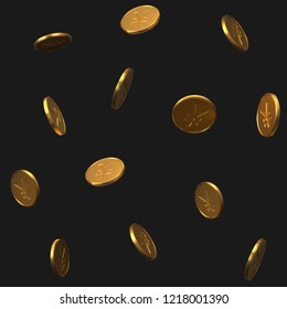 seamless golden yuan coins pattern. realistic vector illustration. suitable for any economy, finance and money themes.