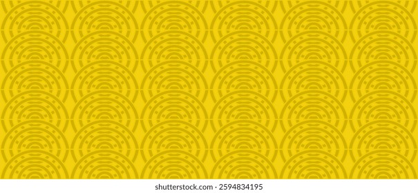 a seamless golden-yellow background with a repeating geometric pattern resembling stylized arches or semicircles.