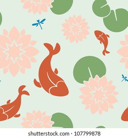 Seamless goldfish pattern in color
