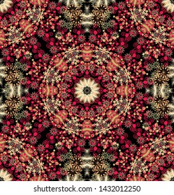 Seamless golen- red  ornamental vector texture,  exotic style