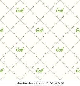 Seamless Golf Pattern With Balls. Vector Set Of Hand-drawn Sports Equipment. Illustration In Sketch Style On White Background.