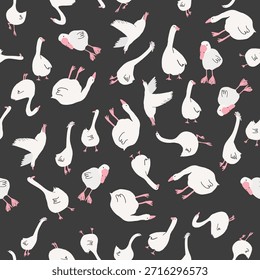 Ilustración vectorial de ganso sin fisuras en un estilo minimalista y plano. Formas sencillas y limpias y diseño moderno. Conveniente para la materia textil, tela, Fondo de pantalla, papel de embalaje, embalaje, papelería