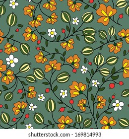 Seamless gooseberry pattern. Endless berry texture. Full color floral background