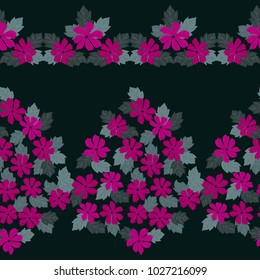 Seamless gorgeous border in small-scale cute flowers. Millefleurs. Floral background for textile, wallpaper, pattern fills, covers, surface, print, gift wrap, scrapbooking, decoupage.
