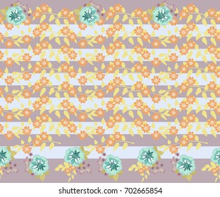Seamless gorgeous border in small-scale cute flowers of petunias. Millefleurs. Floral background for textile, wallpaper, pattern fills, covers, surface, print, gift wrap, scrapbooking, decoupage.