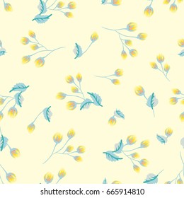 Seamless gorgeous bright pattern in garden buds of yellow roses. Millefleur. Floral background for textile, wallpaper, pattern fills, covers, surface, print, gift wrap, scrapbooking, decoupage.