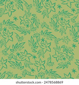 Seamless gorgeous bright pattern in small garden flowers. Millefleur. Floral background for textile, wallpaper, pattern fills, covers, surface, print, gift wrap, scrapbooking, decoupage.