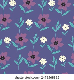 Seamless gorgeous bright pattern in small garden flowers. Millefleur. Floral background for textile, wallpaper, pattern fills, covers, surface, print, gift wrap, scrapbooking, decoupage.