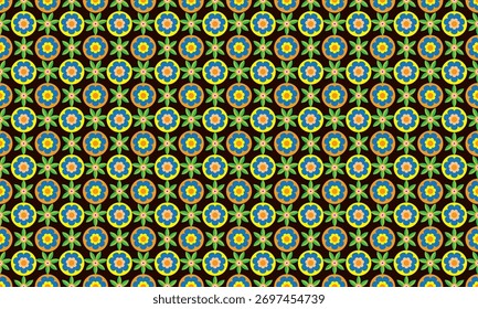 nahtlose wunderschöne Haufen mit digitalen Textil-Design mit botanischen Blume grüne Blätter Gold Ornament geometrische Grenze