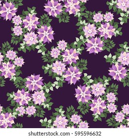 Seamless gorgeous pattern in cute flowers of clematis. Floral exotic background for textile, wallpaper, pattern fills, covers, surface, print, gift wrap, scrapbooking, decoupage.
