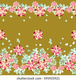 Seamless gorgeous pattern in cute flowers of pink clematis. Floral exotic striped background for textile, wallpaper, pattern fills, covers, surface, print, gift wrap, scrapbooking, decoupage.